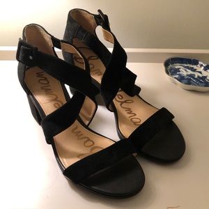 Sam Edelman black suede block heels